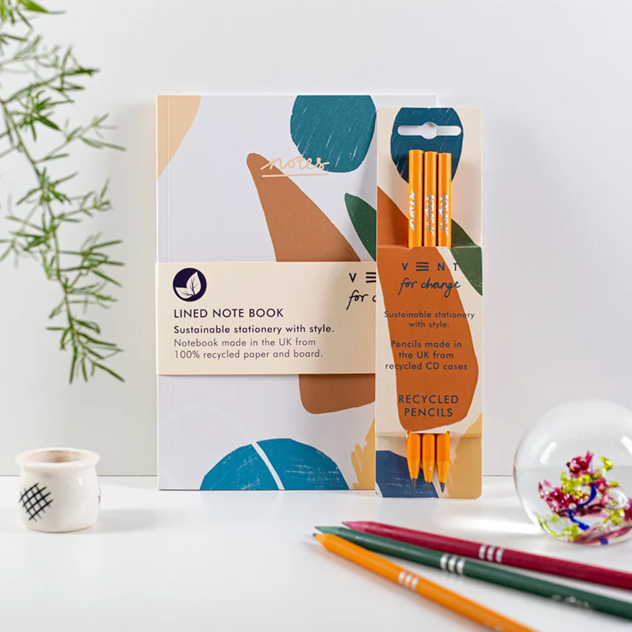 VENT For Change Recycled CD Case Pencils - Earth - Set of 3